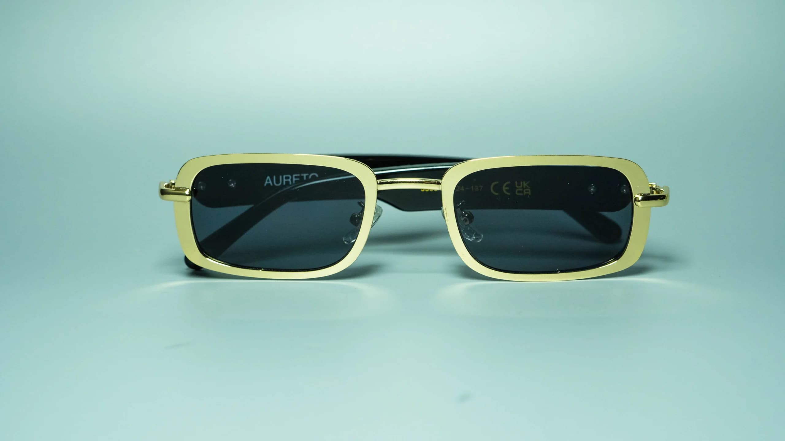 Valen Gold – Unisex Rectangular Metal Sunglasses | Aureto view 4