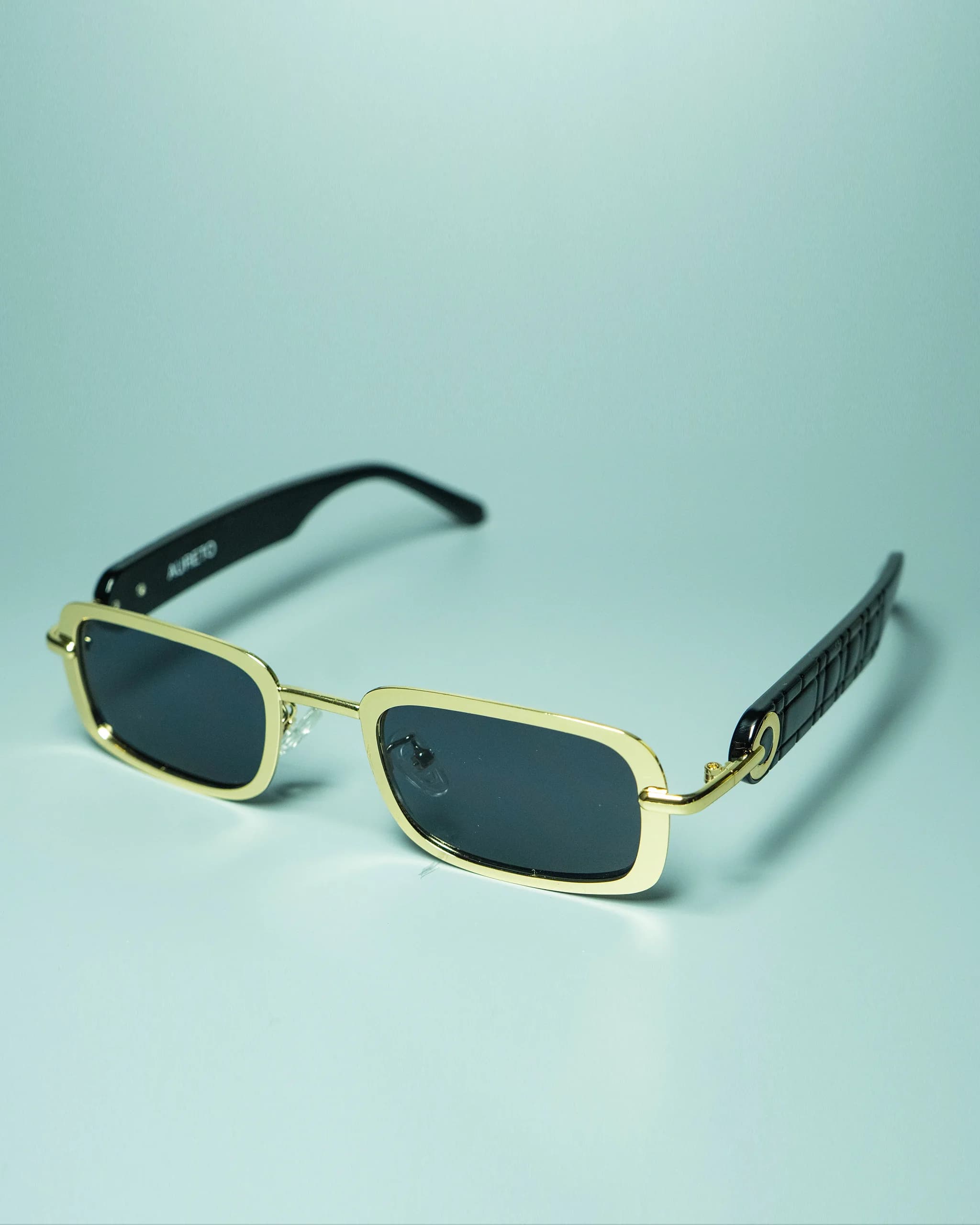 Valen Gold – Unisex Rectangular Metal Sunglasses | Aureto view 5