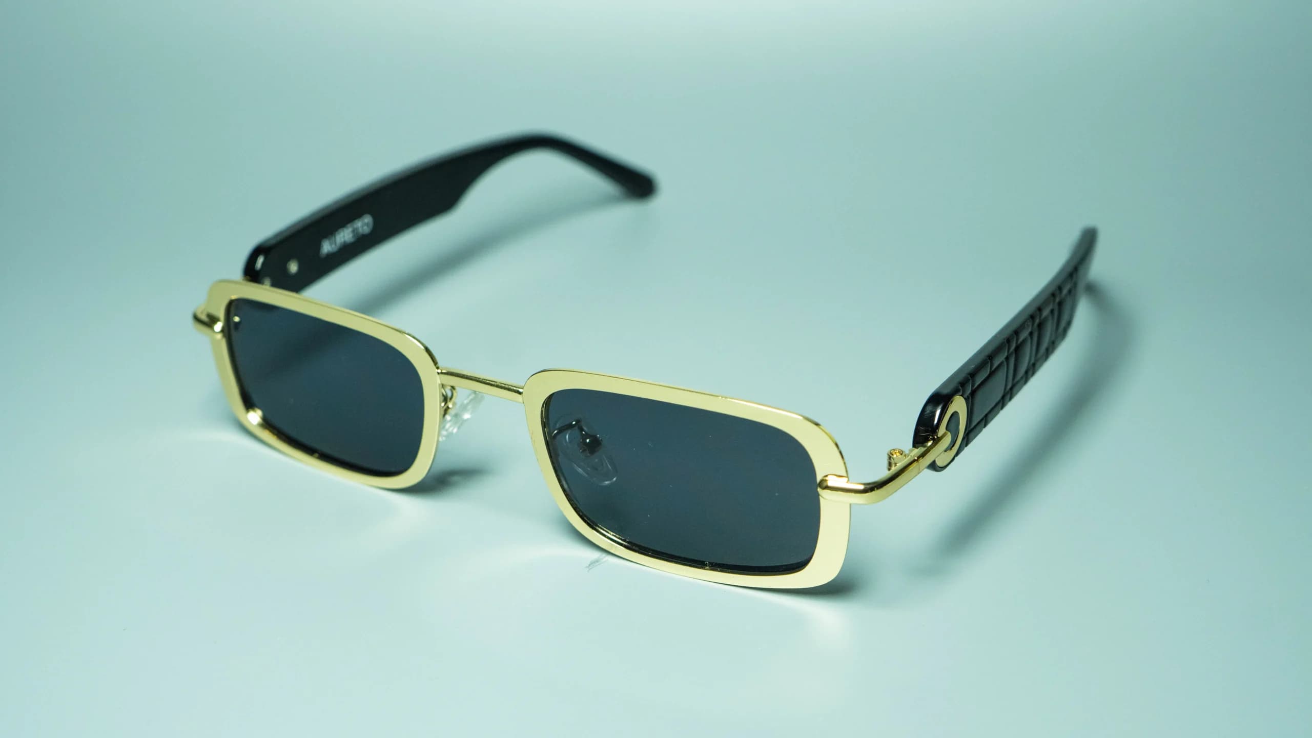 Valen Gold – Unisex Rectangular Metal Sunglasses | Aureto view 6