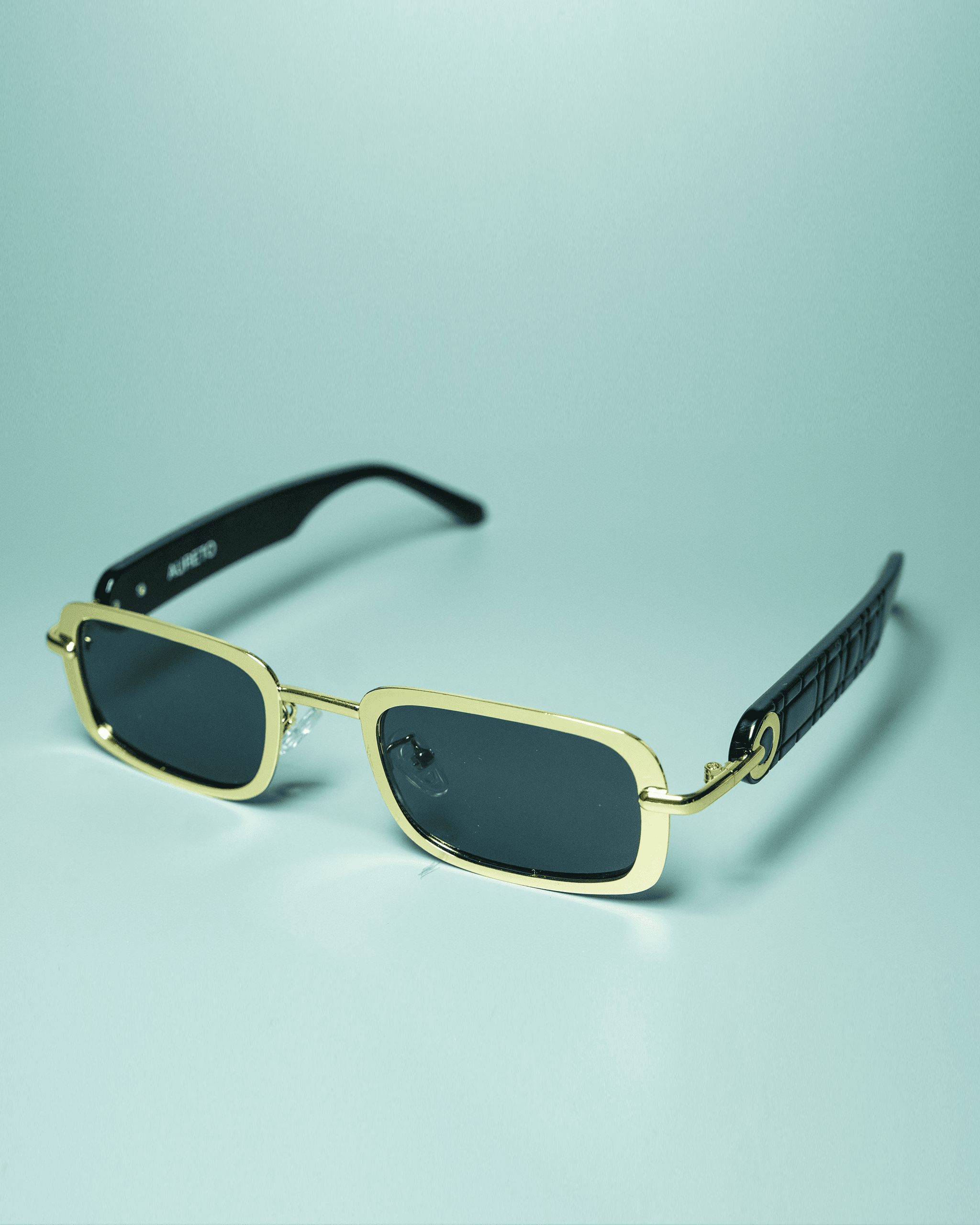 Valen Gold – Unisex Rectangular Metal Sunglasses | Aureto view 3