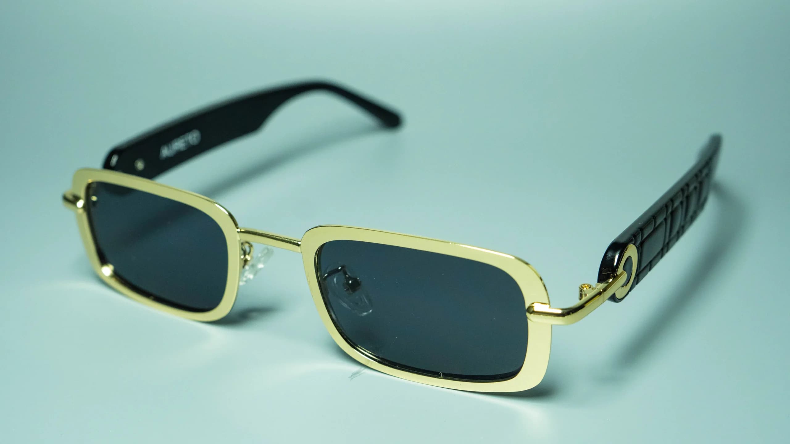 Valen Gold – Unisex Rectangular Metal Sunglasses | Aureto view 2